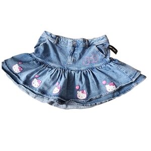 Hot Topic Hello Kitty size 1 Pink Bow Denim Mini Skirt Plus Size nwt